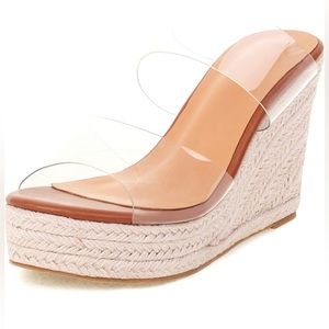 Women’s 6.5 clear wedge sandals - NWT